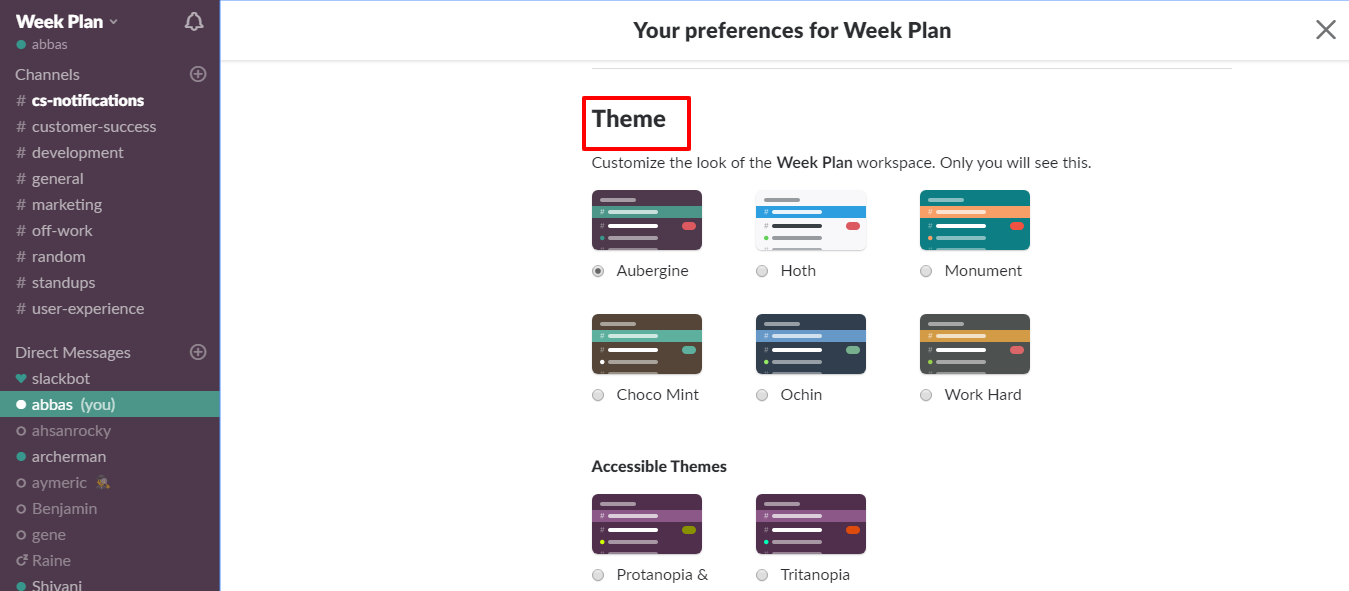 slack themes